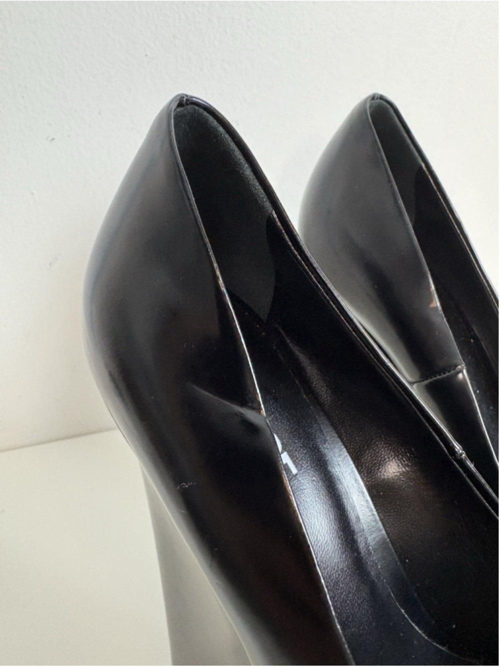 Versace Tempest Platform Pumps Black High Heels Leather Pointed Toe IT 39.5 - Picture 9 of 14